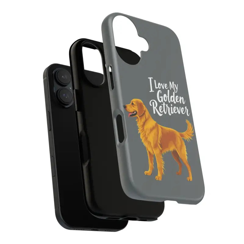 Gray Phone Case featuring Golden Retriever design for iPhone 16 Pro