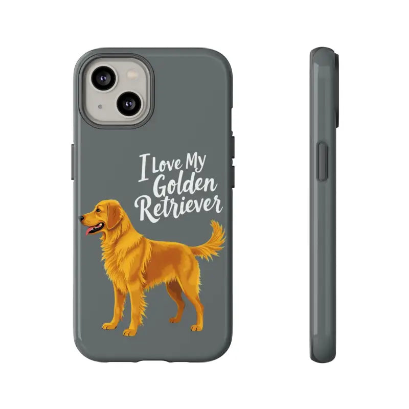 Gray Phone Case Featuring Golden Retriever Design for iPhone 16 Pro