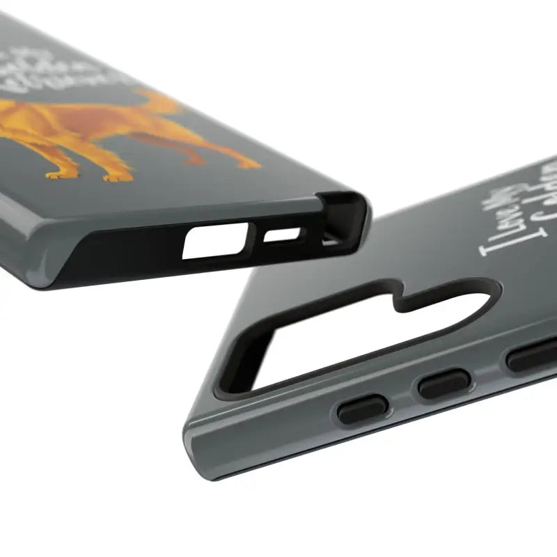Gray phone cases featuring a Golden Retriever design for iPhone 16 Pro