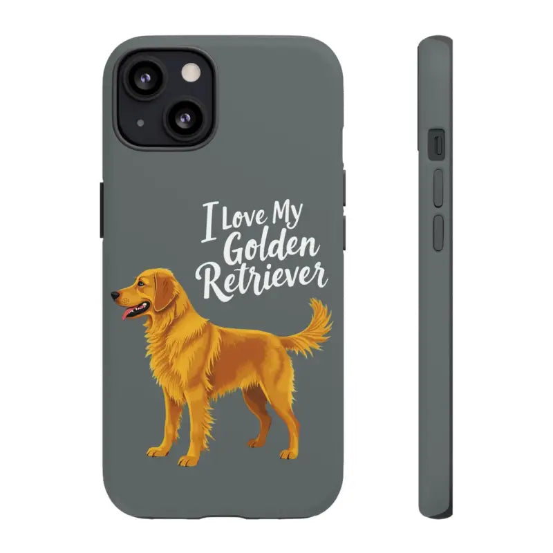 Gray Phone Case featuring a Golden Retriever design for iPhone 16 Pro