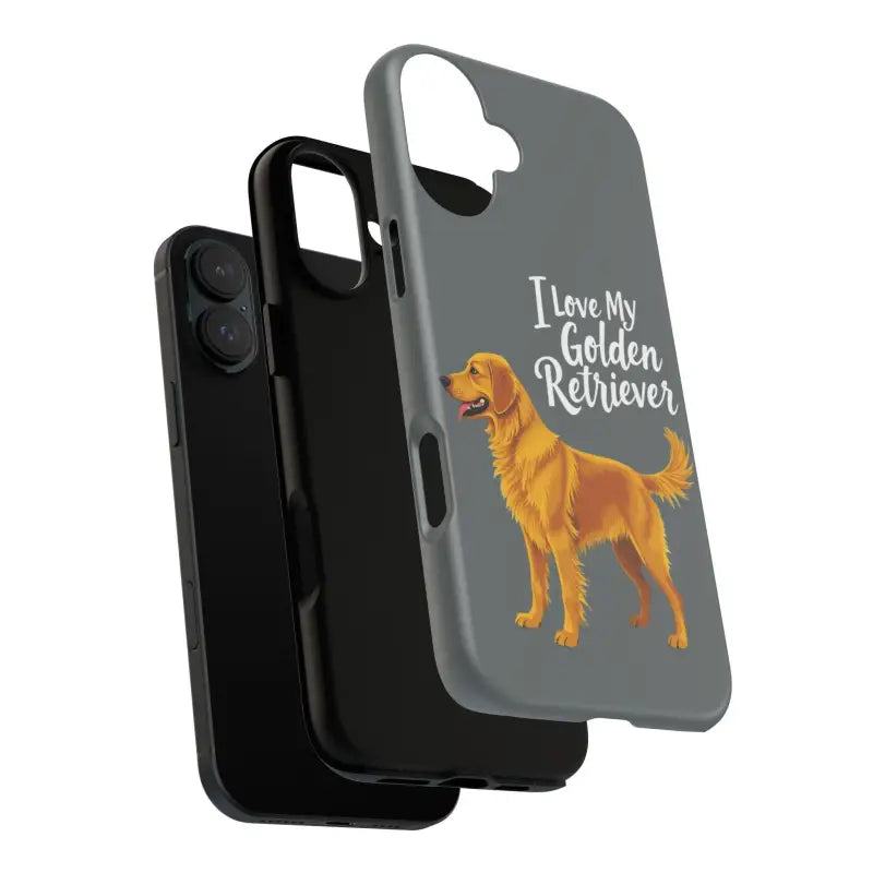 Gray Phone Case Featuring Golden Retriever Design for iPhone 16 Pro