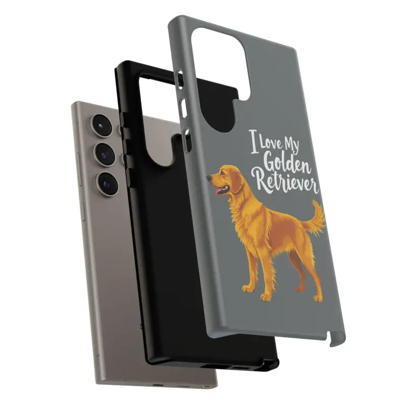 Gray Phone Case featuring Golden Retriever design for iPhone 16 Pro