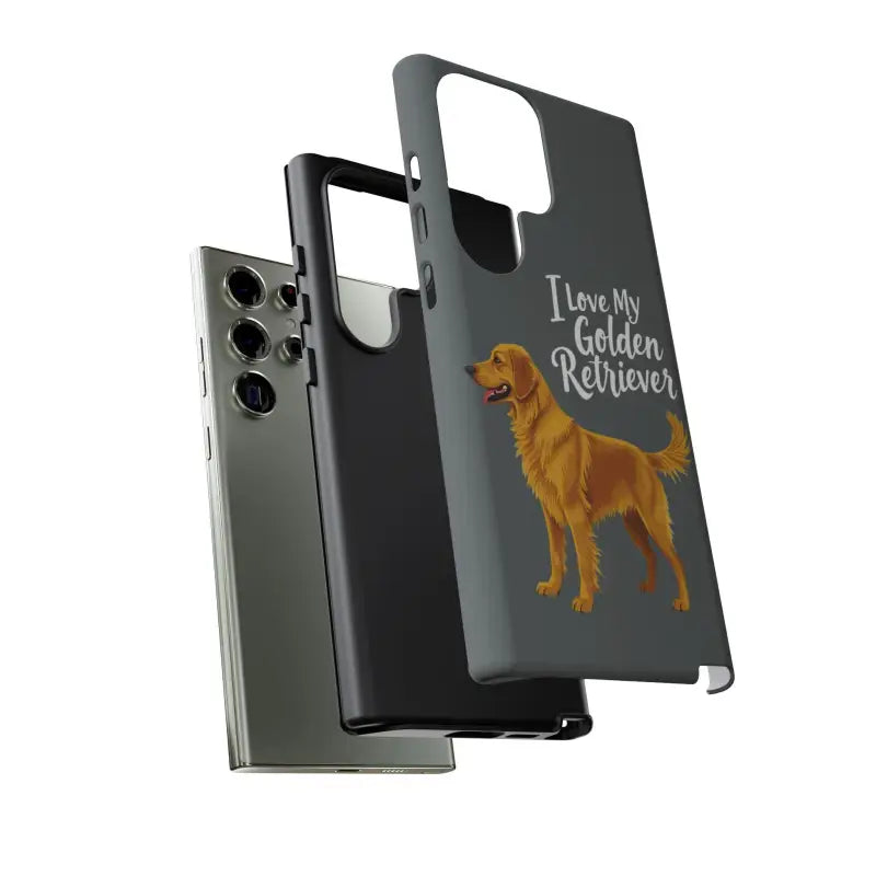 Gray Phone Case featuring Golden Retriever design for iPhone 16 Pro, stylish and durable