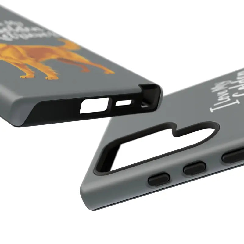 Gray phone cases with a Golden Retriever design for iPhone 16 Pro displayed elegantly