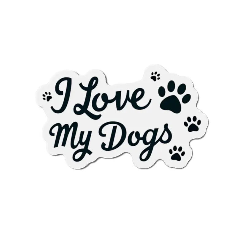 I Love My Dogs Sticker with Paw Prints for dog lovers and pet enthusiasts