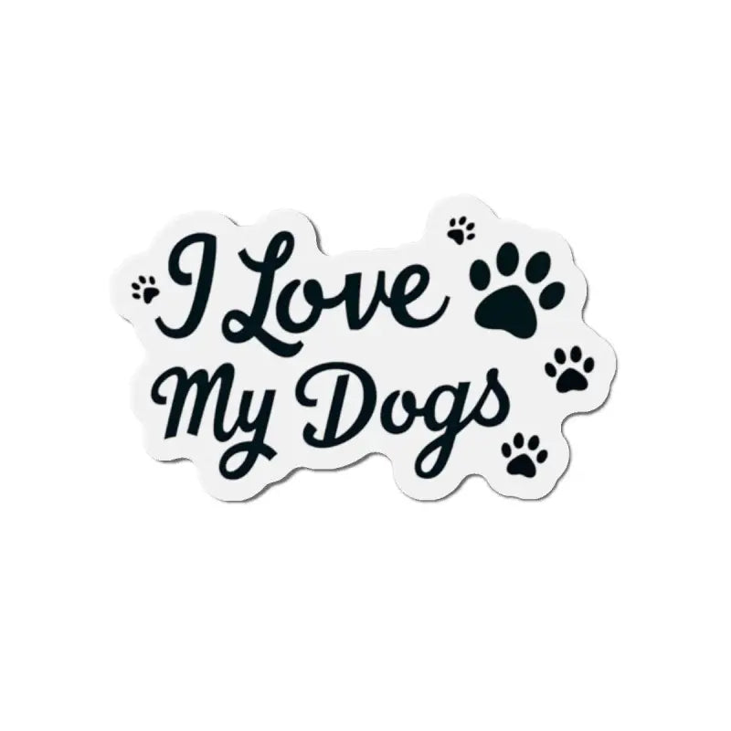 I Love My Dogs Sticker with Paw Prints design showcasing canine affection and charm
