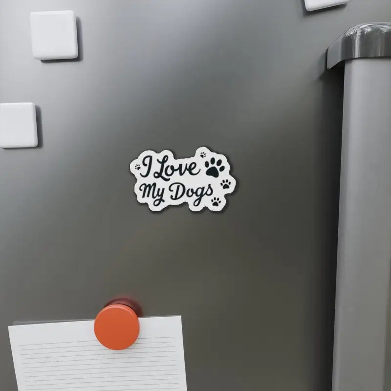 I Love My Dogs magnet and sticker featuring paw prints for dog lovers