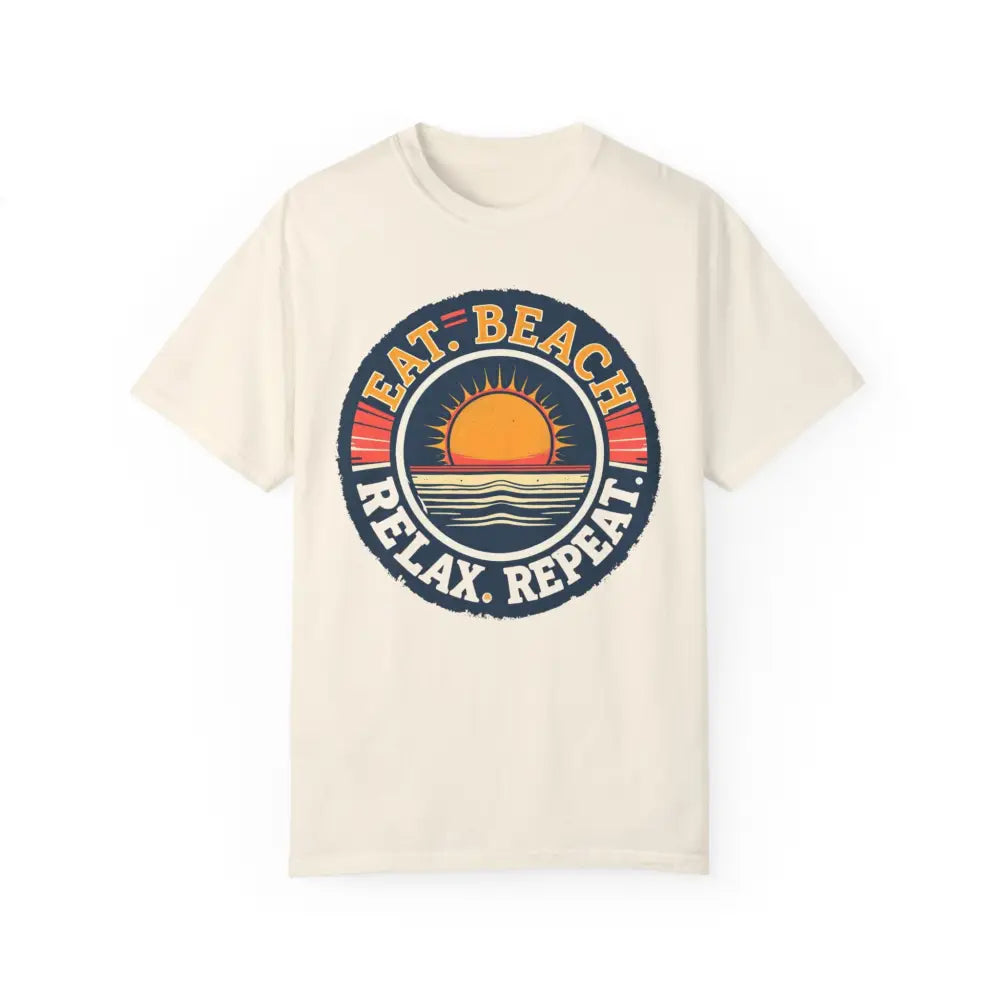 Beige Island Reef Unisex Tee featuring a beach-themed graphic design