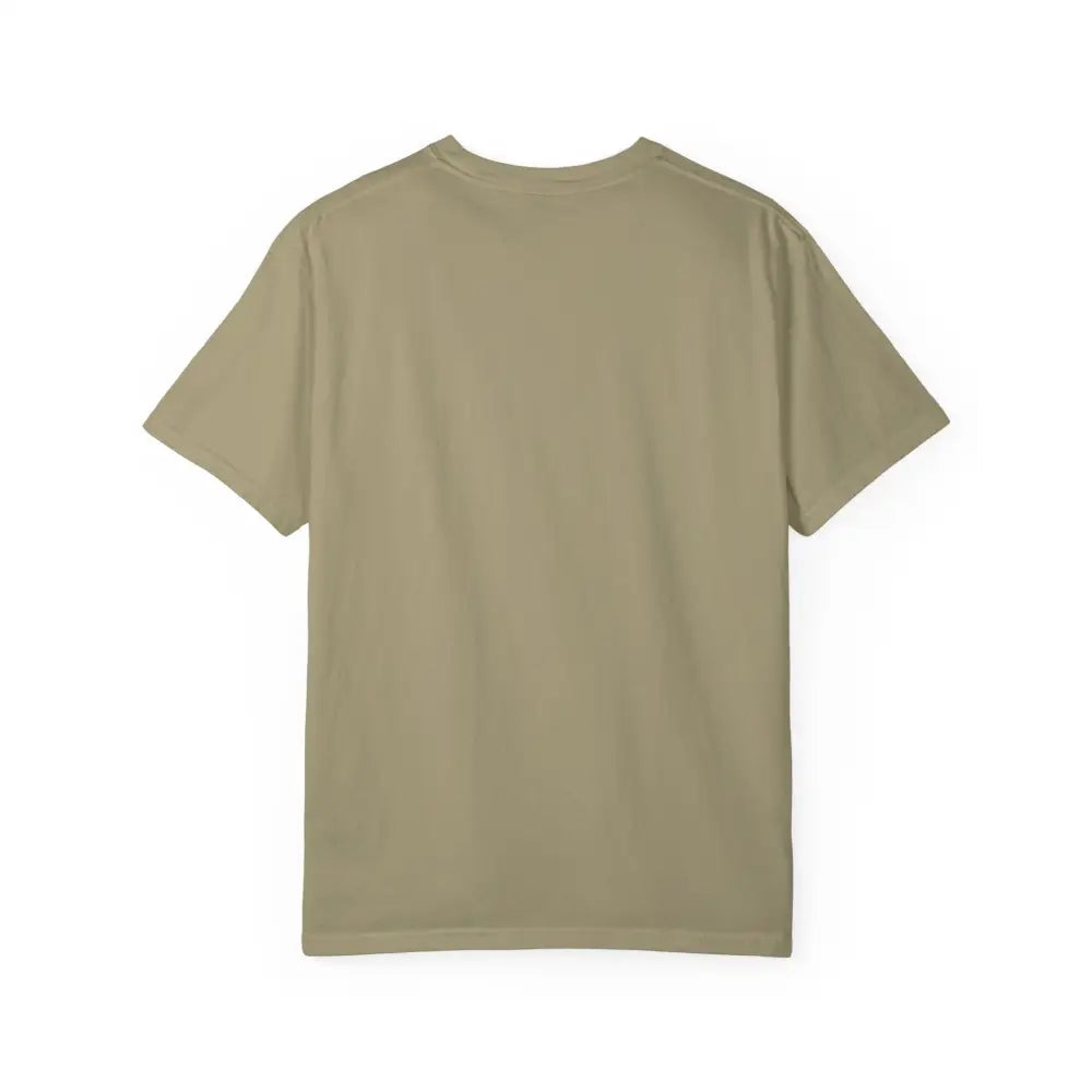 Khaki-colored Island Reef Unisex Garment Dyed Eat Beach Relax Repeat Tee displayed