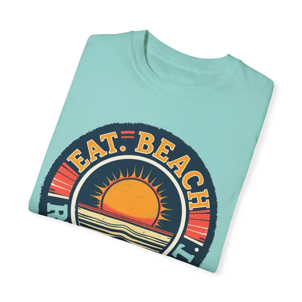 Light blue folded t-shirt from Island Reef Eat Beach Relax Repeat collection