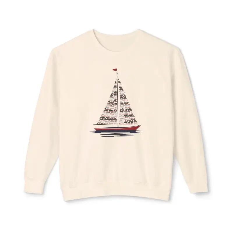 Ivory Sailboat Crewneck Sweatshirt featuring a stylish sailboat design