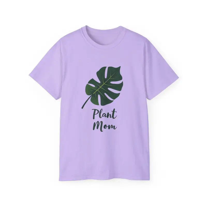 Lavender Plant Mom T Shirt with Monstera Leaf Design for plant enthusiasts