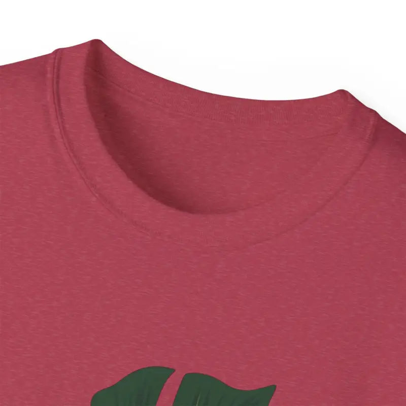 Red crewneck shirt from the Lavender Plant Mom T Shirt collection with Monstera leaf design