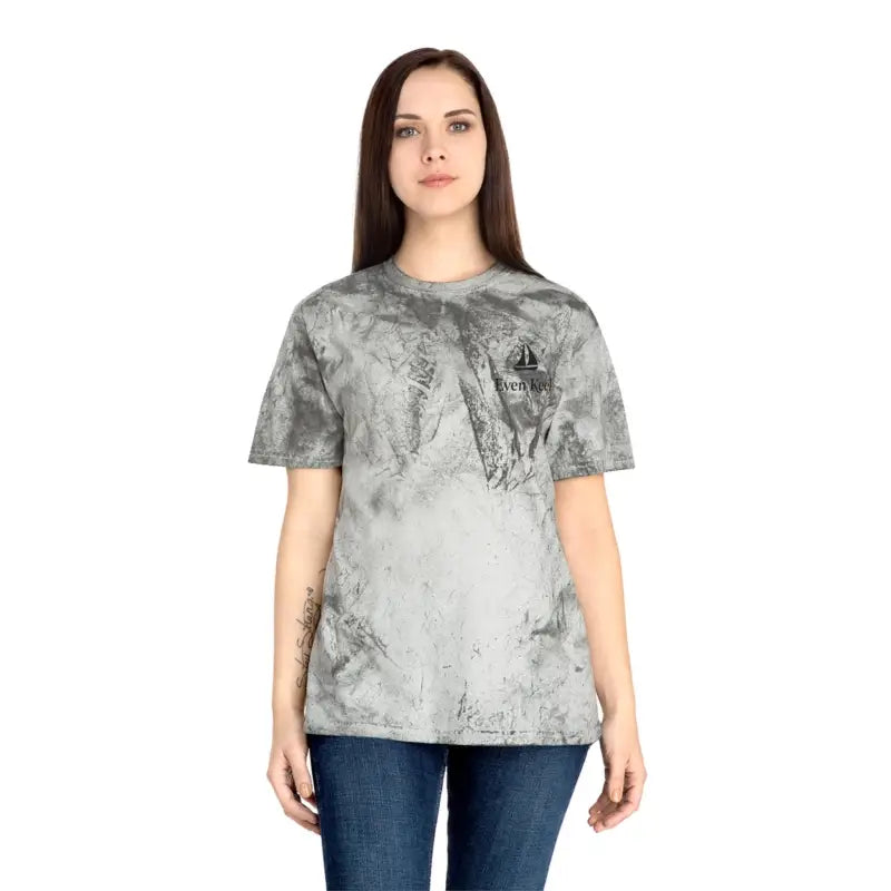 Gray tie-dye t-shirt from Life’s a Beach Unisex T Shirt for coastal relaxation wear