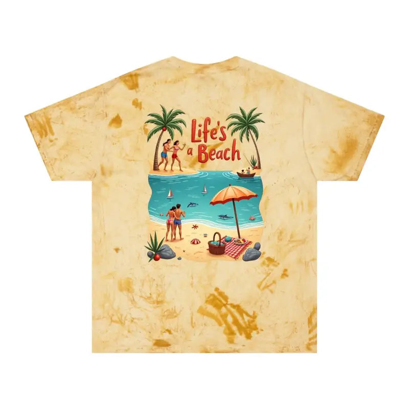 Tie-dye Life’s a Beach Unisex T-Shirt for Coastal Wear and Relaxation