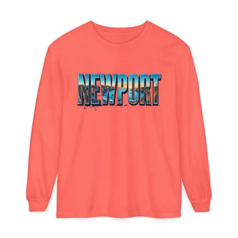 Salmon-colored long-sleeved shirt from Yellow Long Sleeved Shirt with Newport Graphic