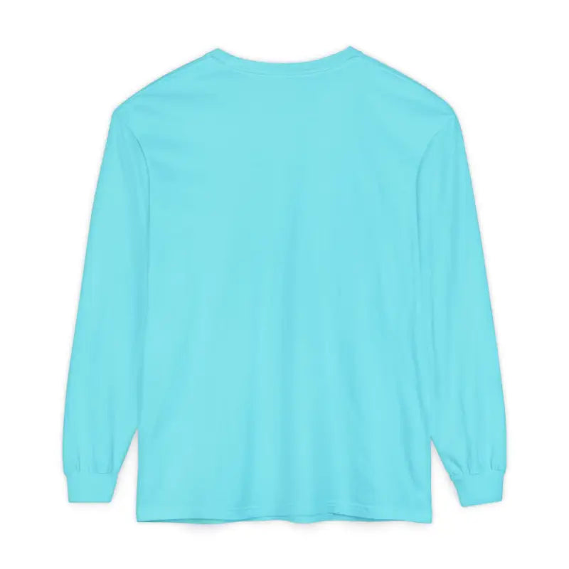 Aqua long-sleeved shirt featured in the Yellow Long Sleeved Shirt with Newport Graphic