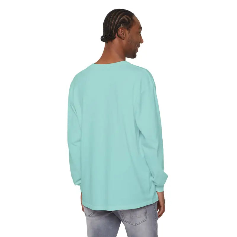 Light blue long-sleeved shirt displayed with Yellow Long Sleeved Shirt with Newport Graphic