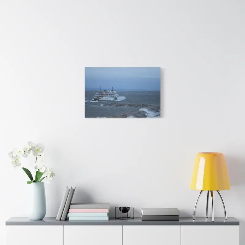 Canvas print of M/V Anna C Block Island Ferry departing Old Harbor for nautical decor