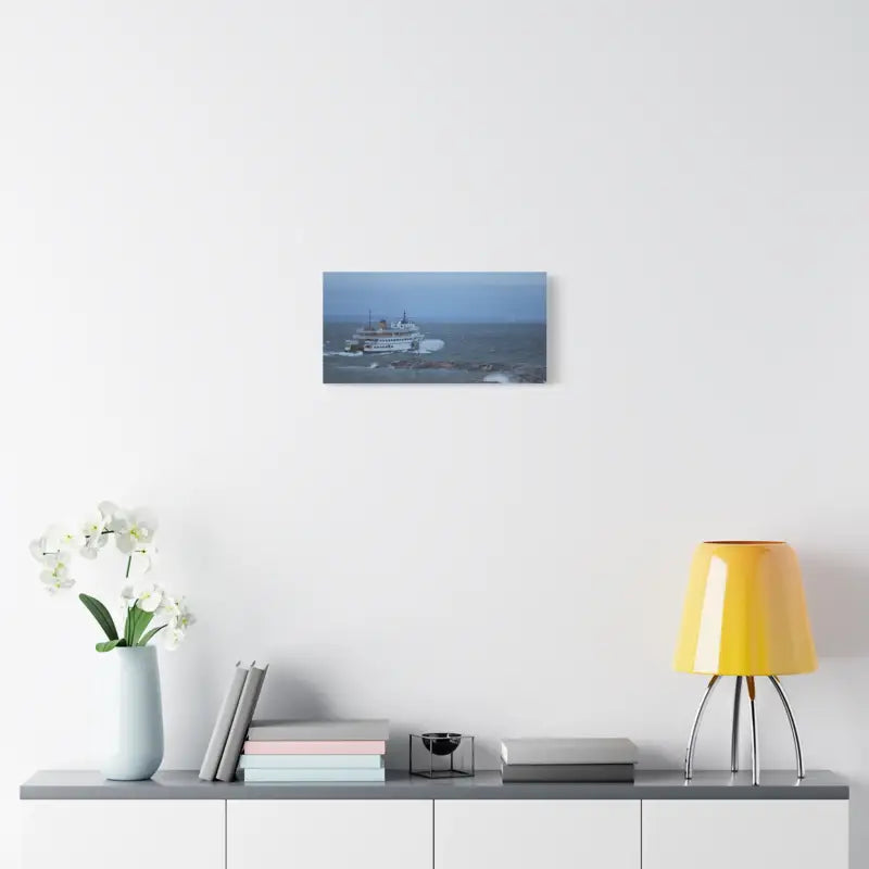 Framed boat photograph of M/V Anna C Block Island Ferry leaving Old Harbor for nautical decor