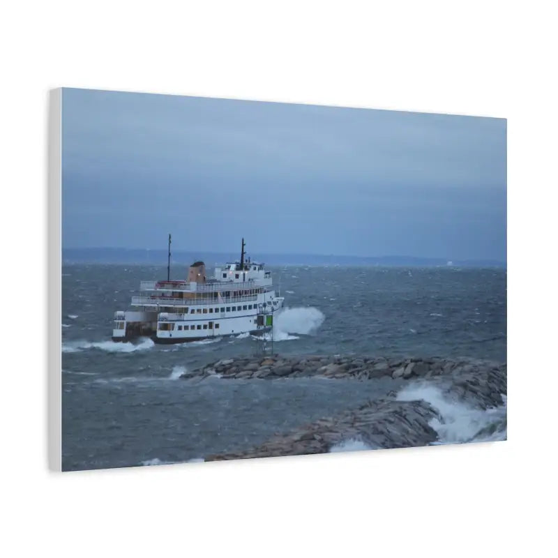 Canvas print of M/V Anna C Block Island Ferry in rough seas for nautical home decor