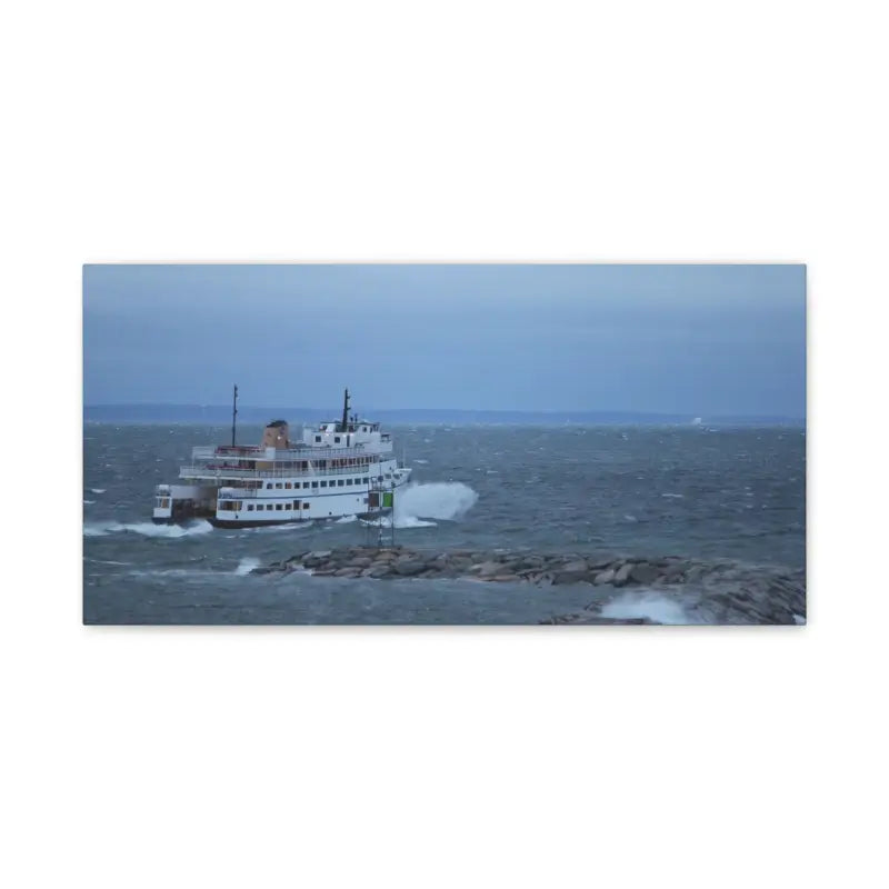 Ferry M/V Anna C navigating choppy waters near Block Island for nautical home decor