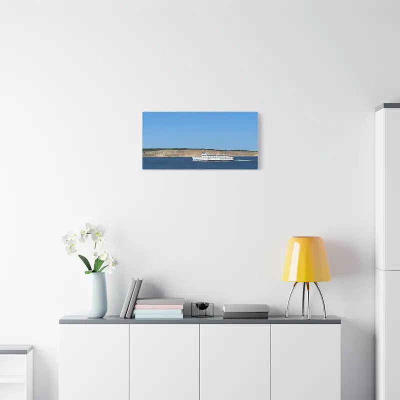 Framed canvas print of M/V Anna C off the bluffs of Block Island maritime scene