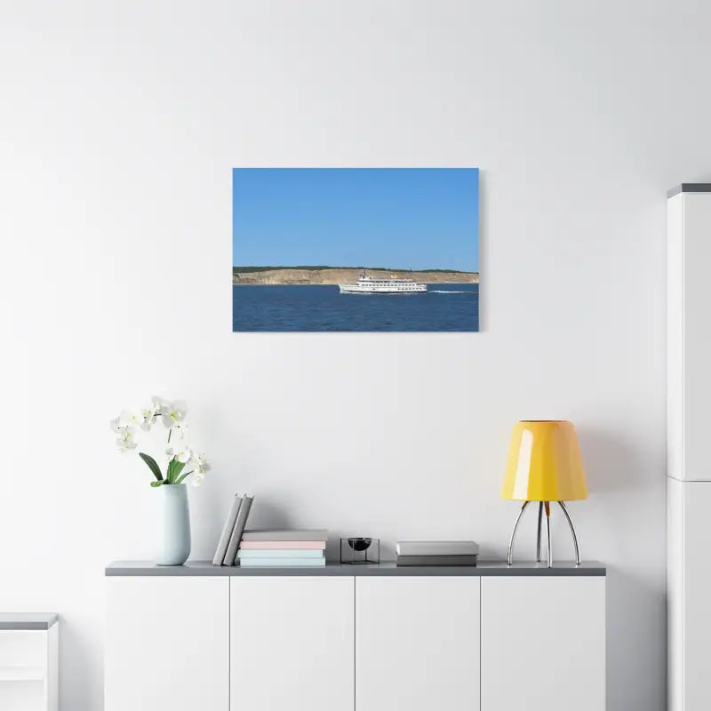 Boat canvas print of M/V Anna C near Block Island off scenic bluffs