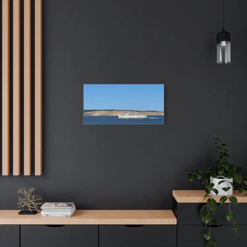 Framed photograph of M/V Anna C ferry boat on scenic Block Island canvas print