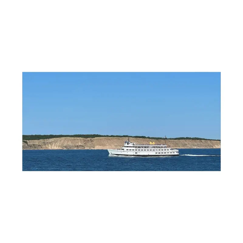 White passenger ferry M/V Anna C near Block Island bluffs in a scenic maritime canvas print