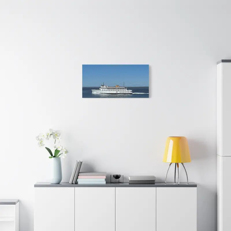 Ferry boat canvas print of M/V Carol Jean on a busy day, nautical maritime decor