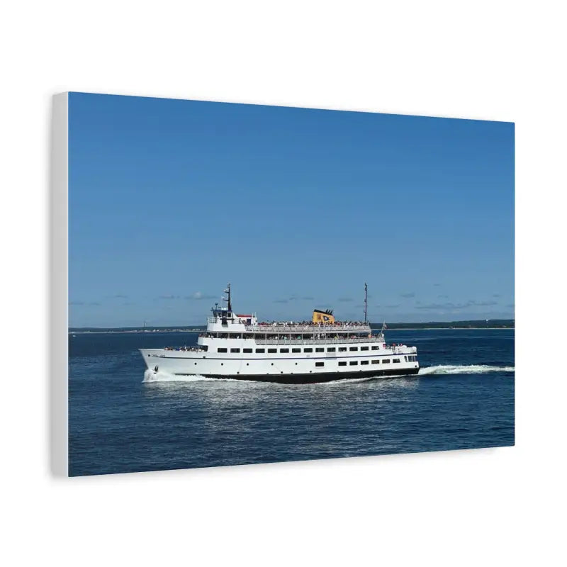 White passenger ferry M/V Carol Jean Block Island Ferry on a busy day maritime decor