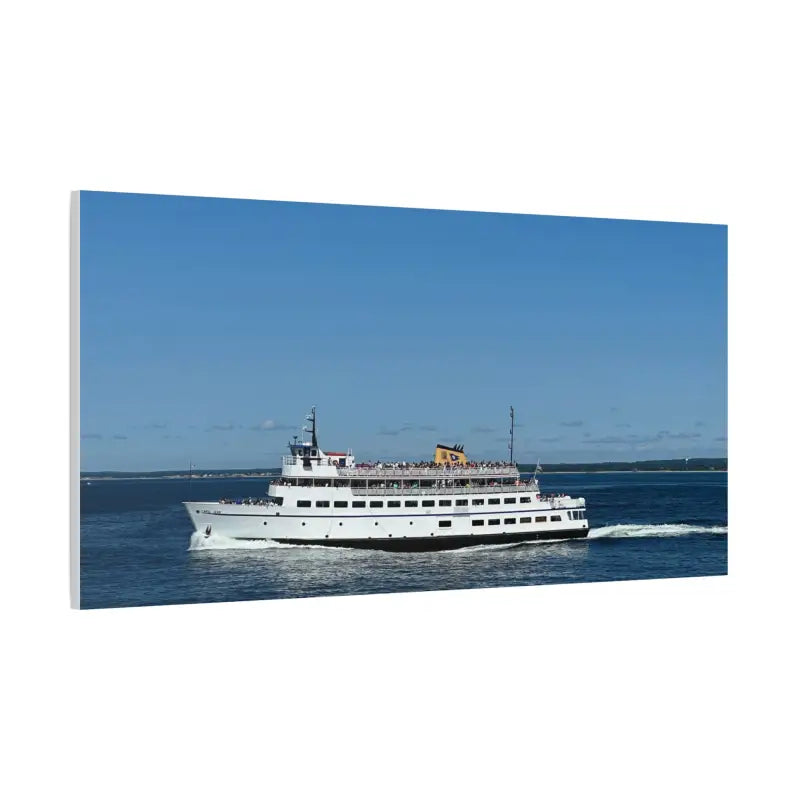 White passenger ferry M/V Carol Jean in busy harbor for nautical canvas decor