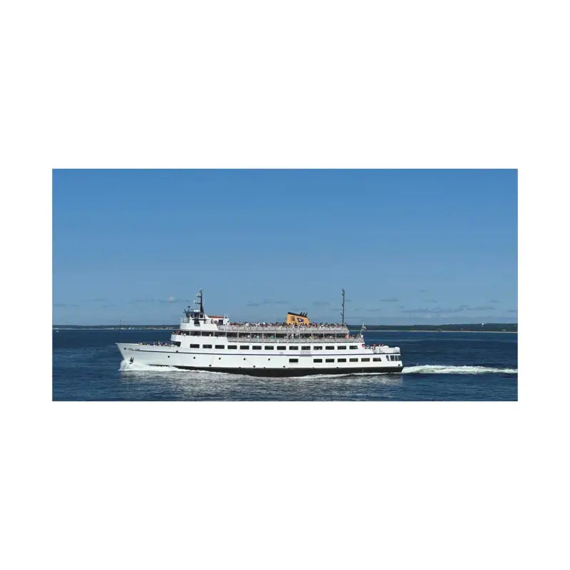 White passenger ferry M/V Carol Jean on a busy day, nautical canvas maritime decor
