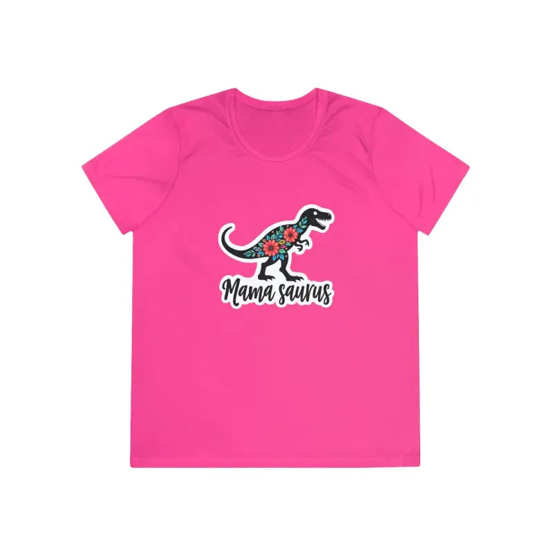 Pink Mama Saurus Rex Style Quick Dry Dinosaur T Shirt featuring a graphic dinosaur design