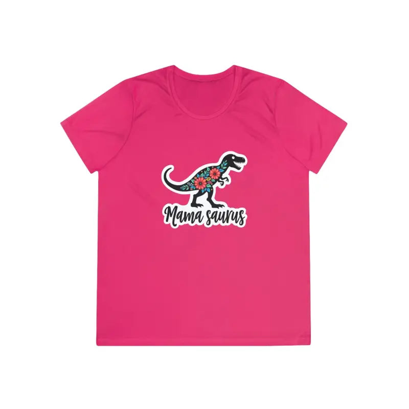 Pink Mama Saurus Rex Style Quick Dry T-Shirt featuring a dinosaur graphic design