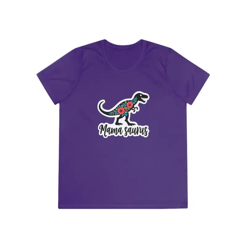 Purple Mama Saurus Rex Style Quick Dry Dinosaur T Shirt featuring a vibrant dinosaur graphic
