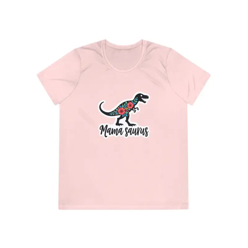 Pink Mama Saurus Rex Style Quick Dry T-shirt featuring a dinosaur graphic
