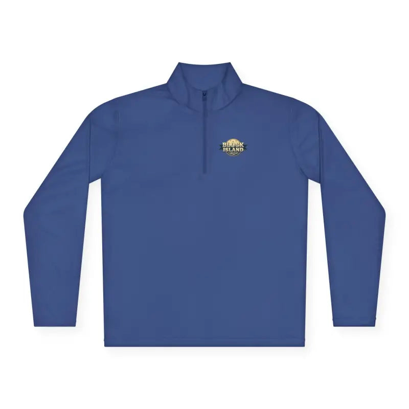 Blue long-sleeved pullover in Men Simple Block Island Quarter Zip Pullover collection