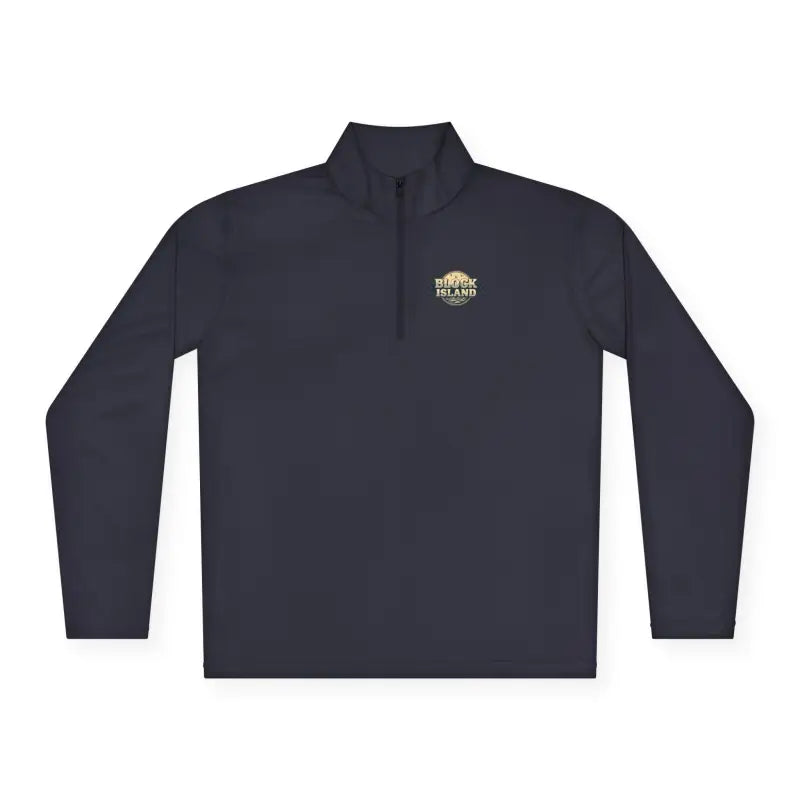 Navy blue quarter-zip pullover from Men Simple Block Island Collection in Gray White Blue