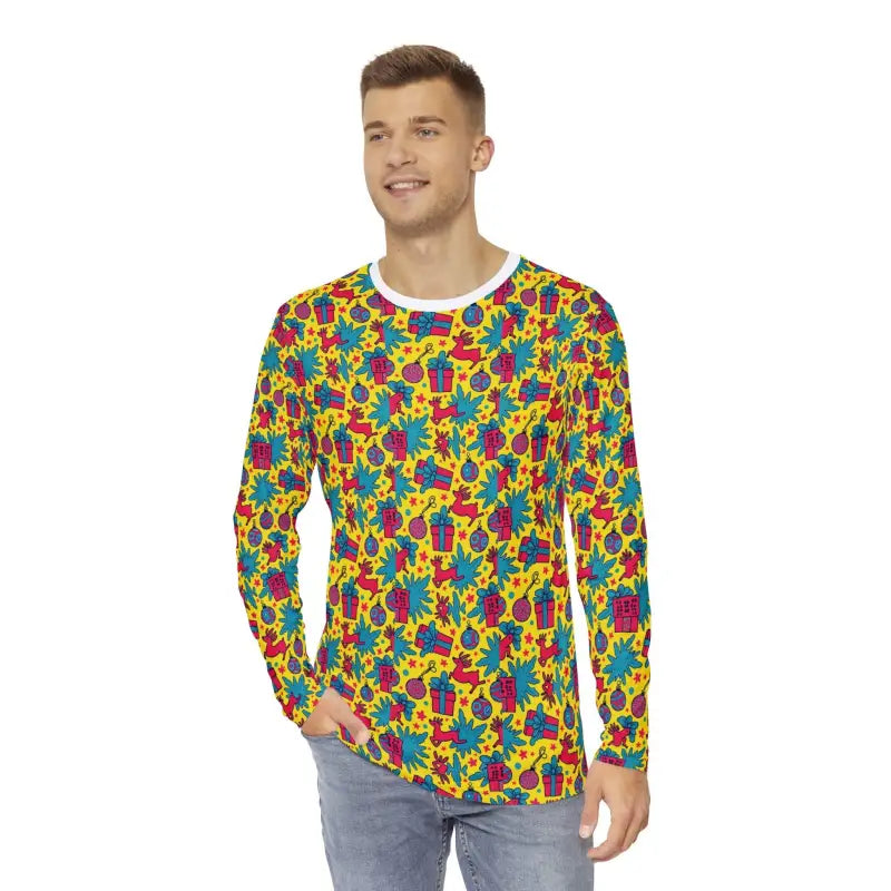 Men’s Festive Patterned Long Sleeved Christmas Sweater for holiday celebrations