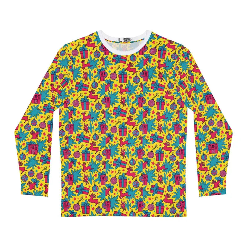 Mens Festive Patterned Long Sleeved Christmas Sweater with vibrant holiday designs