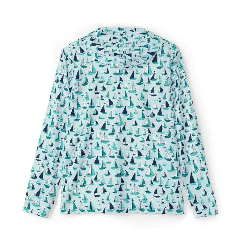 Men’s Sports Warmup Hoodie featuring a Long-sleeved Shirt with a Nautical Sailboat Pattern
