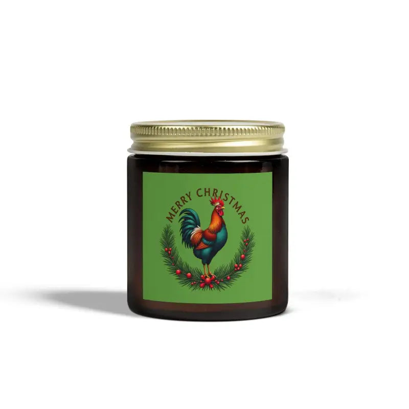 Christmas Rooster Candle featuring Merry Christmas Chicken Candle in Coconut Apricot Wax