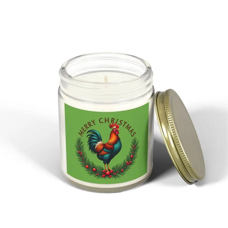 Christmas Rooster Candle featuring Merry Christmas Chicken Candle in Coconut Apricot Wax