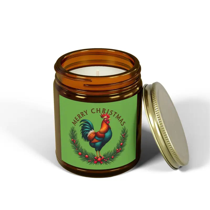 Christmas Rooster Candle in Merry Christmas Chicken Candle Coconut Apricot Wax design