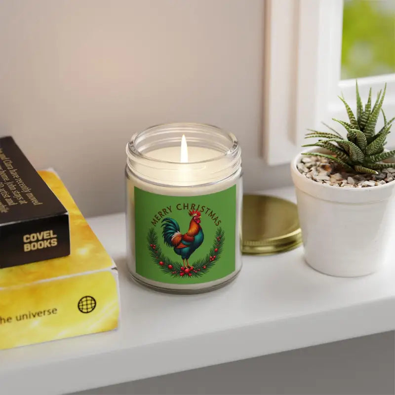 Christmas Rooster Candle in Merry Christmas Chicken Candle Coconut Apricot Wax