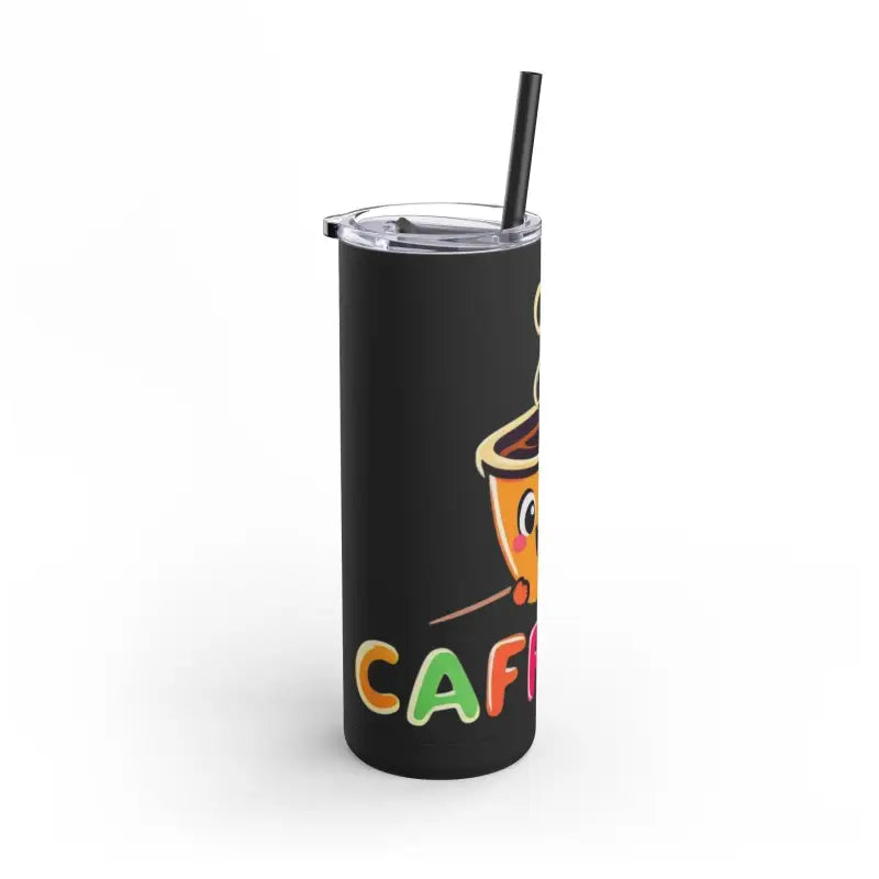 Black tumbler with coffee design from the Mint and Black Cartoon Coffee Tumbler 20oz Insulated