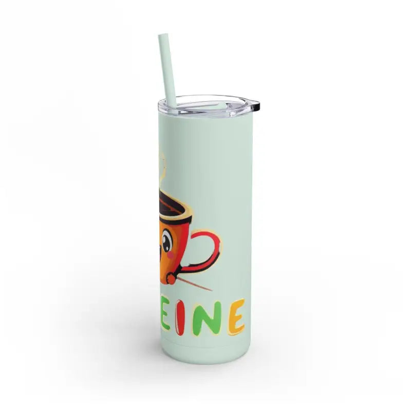 Mint and Black Cartoon Coffee Tumbler 20oz Insulated with Straw for beverages