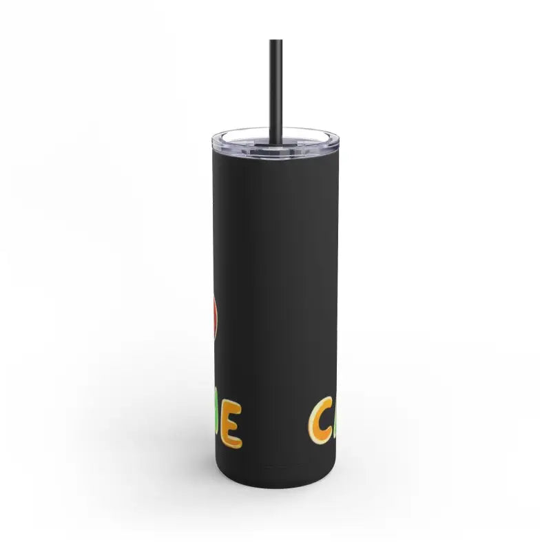 Black insulated tumbler with straw from Mint and Black Cartoon Coffee collection